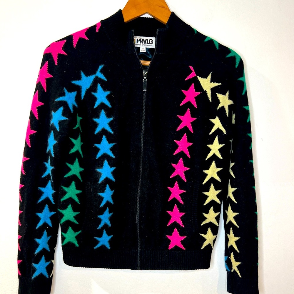 THREADS OF PRIVILEGE Prvlg black cashmere star sweater